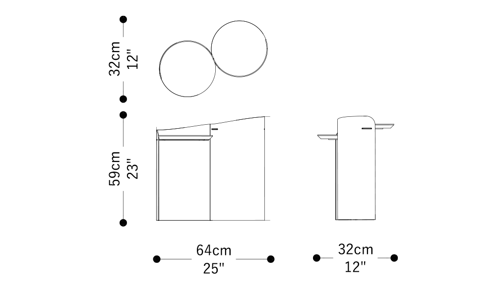 Image of the main dimensions of the product